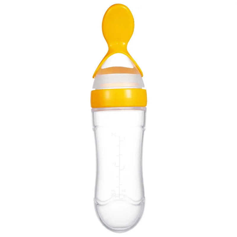 Baby Feeding Bottle With Spoon 90ml Silicone Newborn Infant Squeeze Spoon