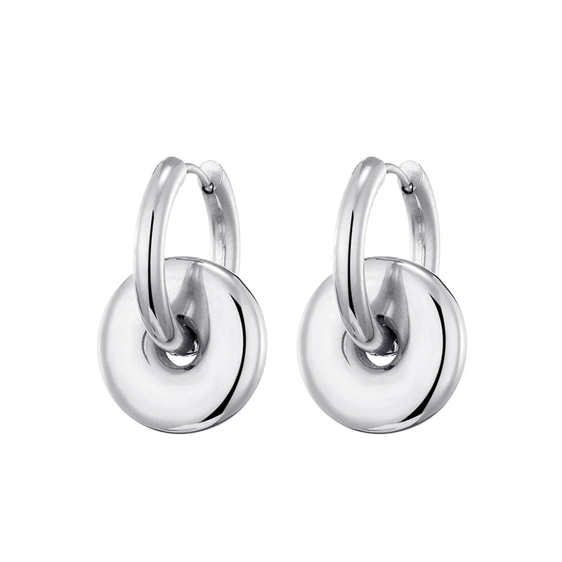 Classic Stainless Steel Heart Star Hoop Earrings For Women