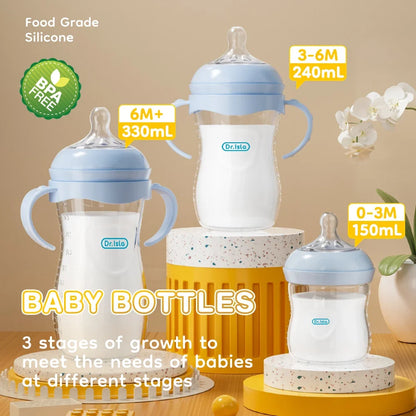 Baby PP Bottle 150/240/330ML Newborn Baby Bottle with Handle Milk