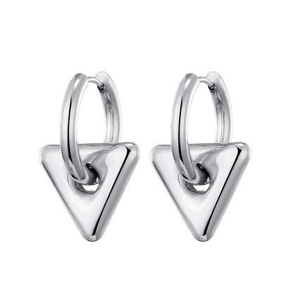Classic Stainless Steel Heart Star Hoop Earrings For Women