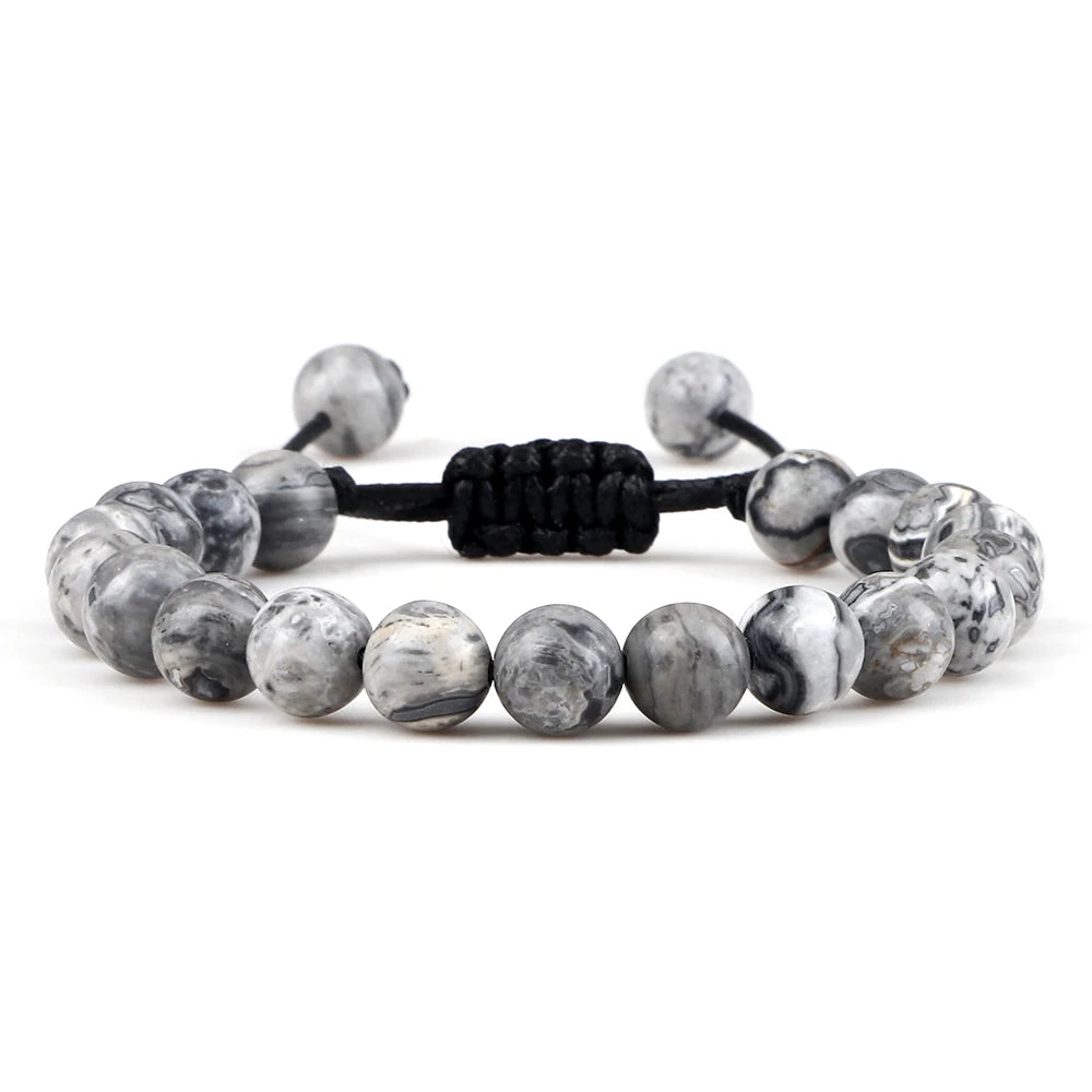 Tiger Eye Stone Beads Bracelet Adjustable Braided Rope Bangles Natural