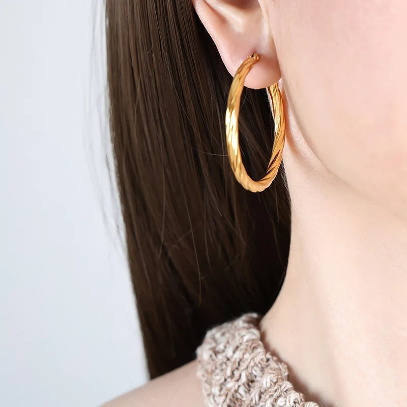 Classic Trendy Twisted Round Hoop Earrings For Women