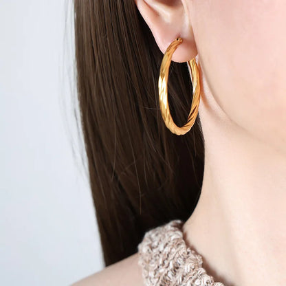 Classic Trendy Twisted Round Hoop Earrings For Women
