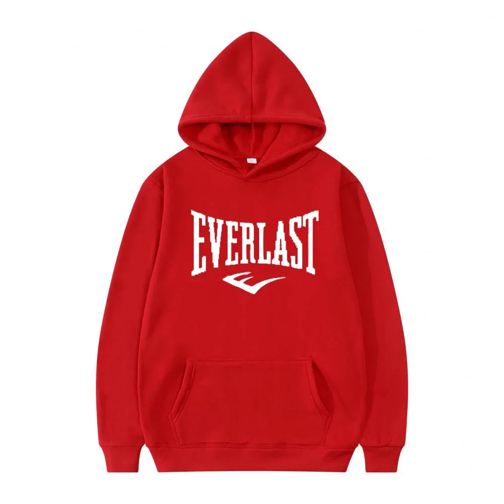 Unisex Everlast Logo Hoodie Gray Casual Sport Style