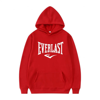 Unisex Everlast Logo Hoodie Gray Casual Sport Style