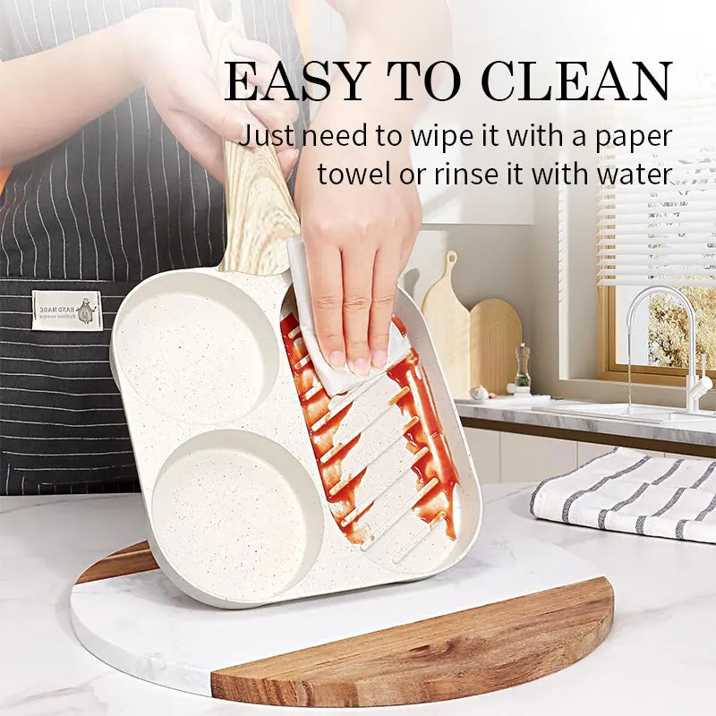 Large 3-In-1 Divided Breakfast Frying Pan Nonstick