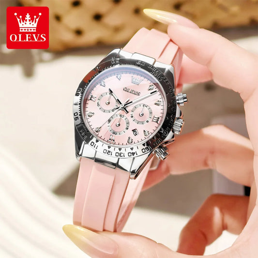 OLEVS 5618 Woman Watch Silicone Strap Luxury Brand