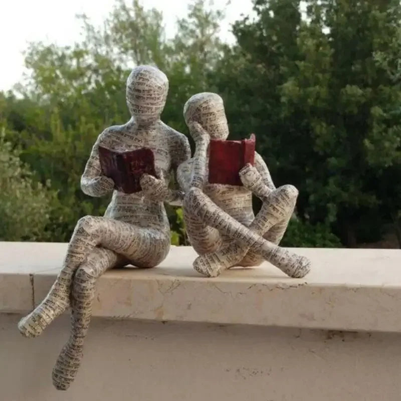 Nordic Modern Reading Woman Statue Nordic Art Thinker Resin Statue