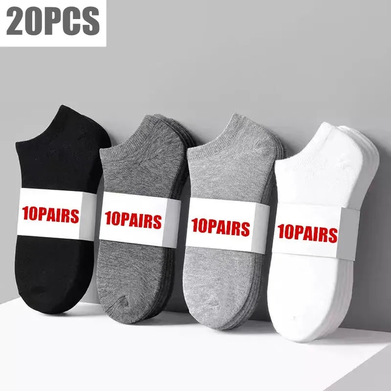 10pairs/Lot Men's Socks Casual Boat Socks Black Business Socks Solid
