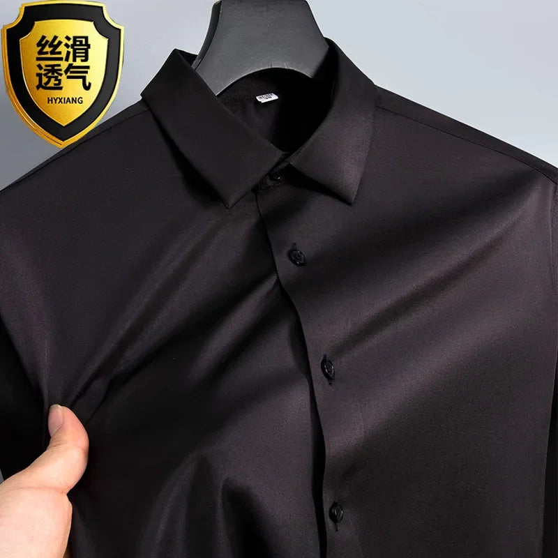 Summer shirt, men's white glossy non ironing business shirt