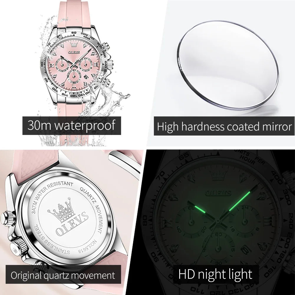 OLEVS 5618 Woman Watch Silicone Strap Luxury Brand