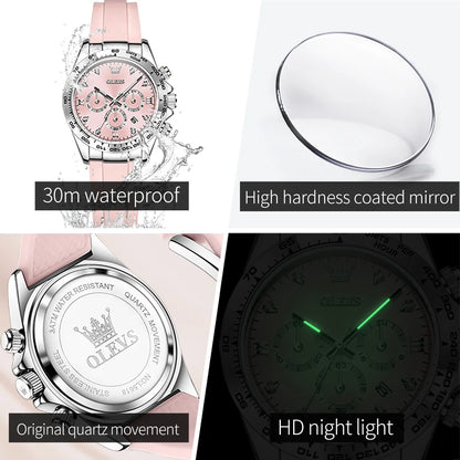 OLEVS 5618 Woman Watch Silicone Strap Luxury Brand