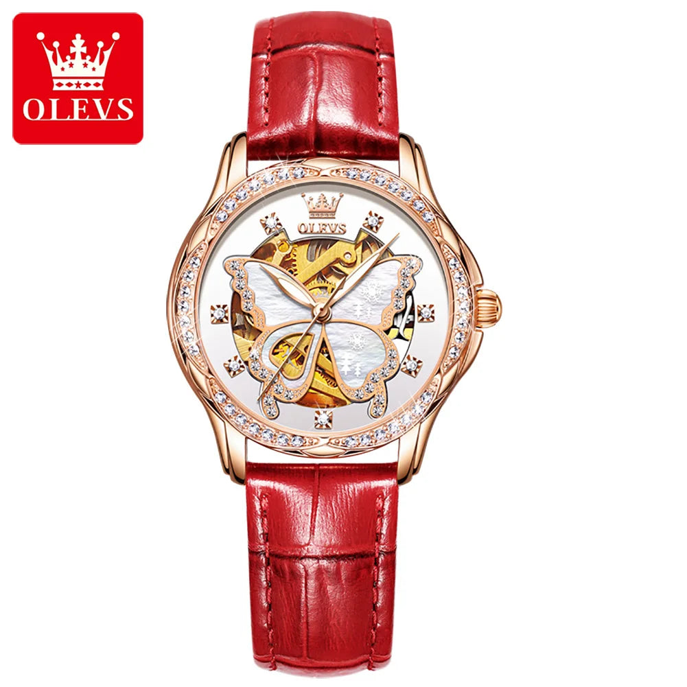 OLEVS 6622 Automatic Watch for Women Fashion Hollow Butterfly Diamond