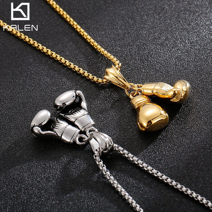 Boxing Glove Pendant Necklace - 304 Stainless Steel -
