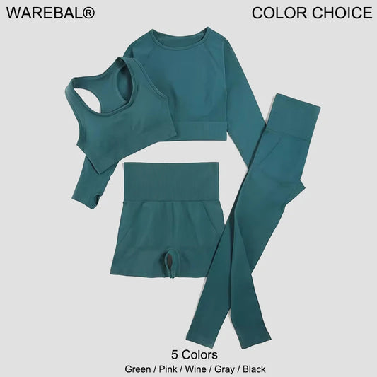 WAREBALL 2/3/4pcs Seamless Yoga Set Gym Clothes Sportswear Yoga