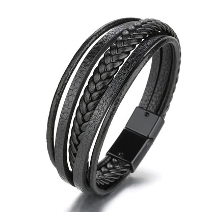 Trendy Leather Bracelets For Men Stainless Steel Bracelet