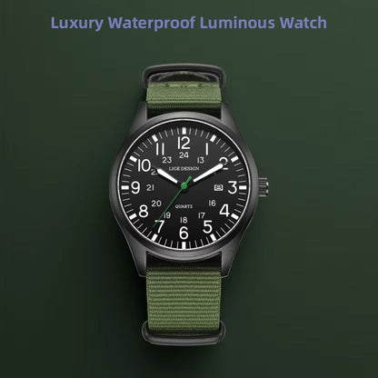LIGE Top Brand Luxury Men Quartz Watch Date Nylon Leather