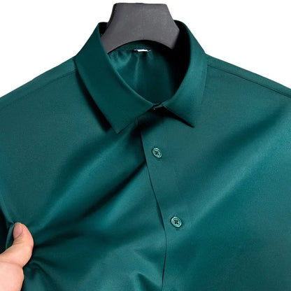 Summer shirt, men's white glossy non ironing business shirt
