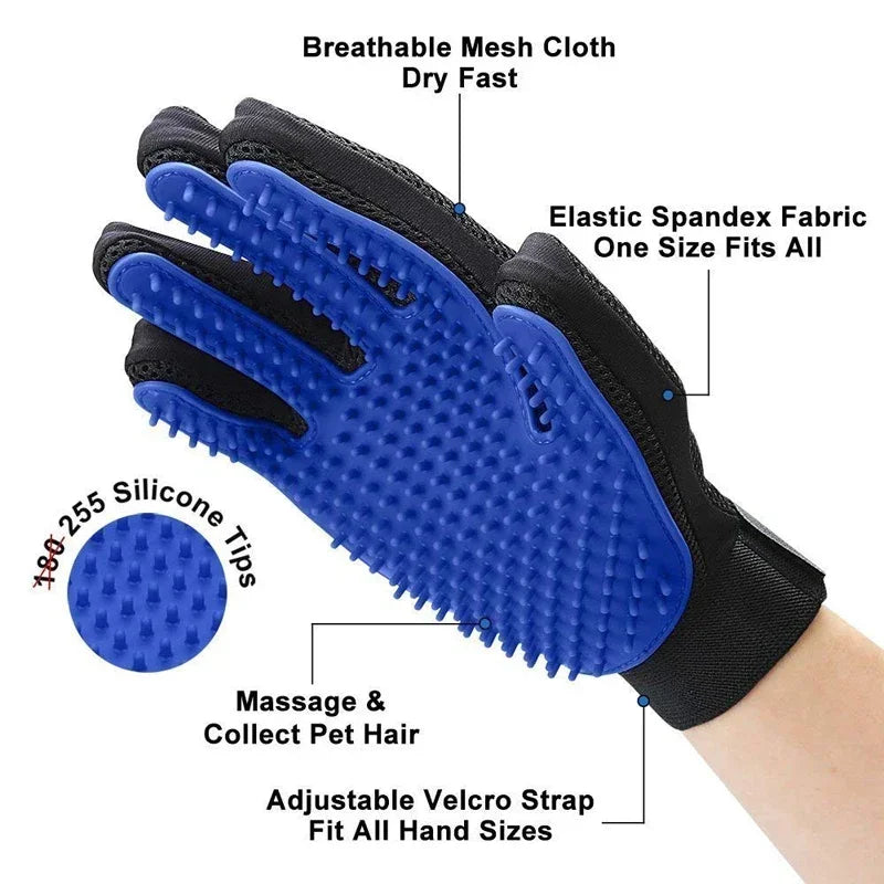 Silicone Pet Grooming Gloves Cats Hair Brush and Comb Gloves to Bathe Dogs Cleaning