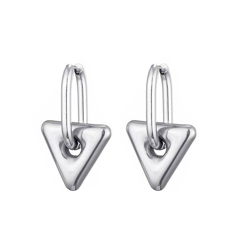 Classic Stainless Steel Heart Star Hoop Earrings For Women