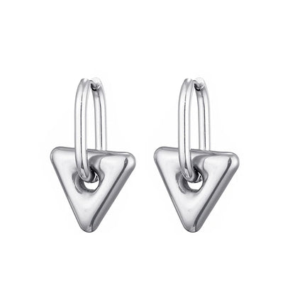 Classic Stainless Steel Heart Star Hoop Earrings For Women