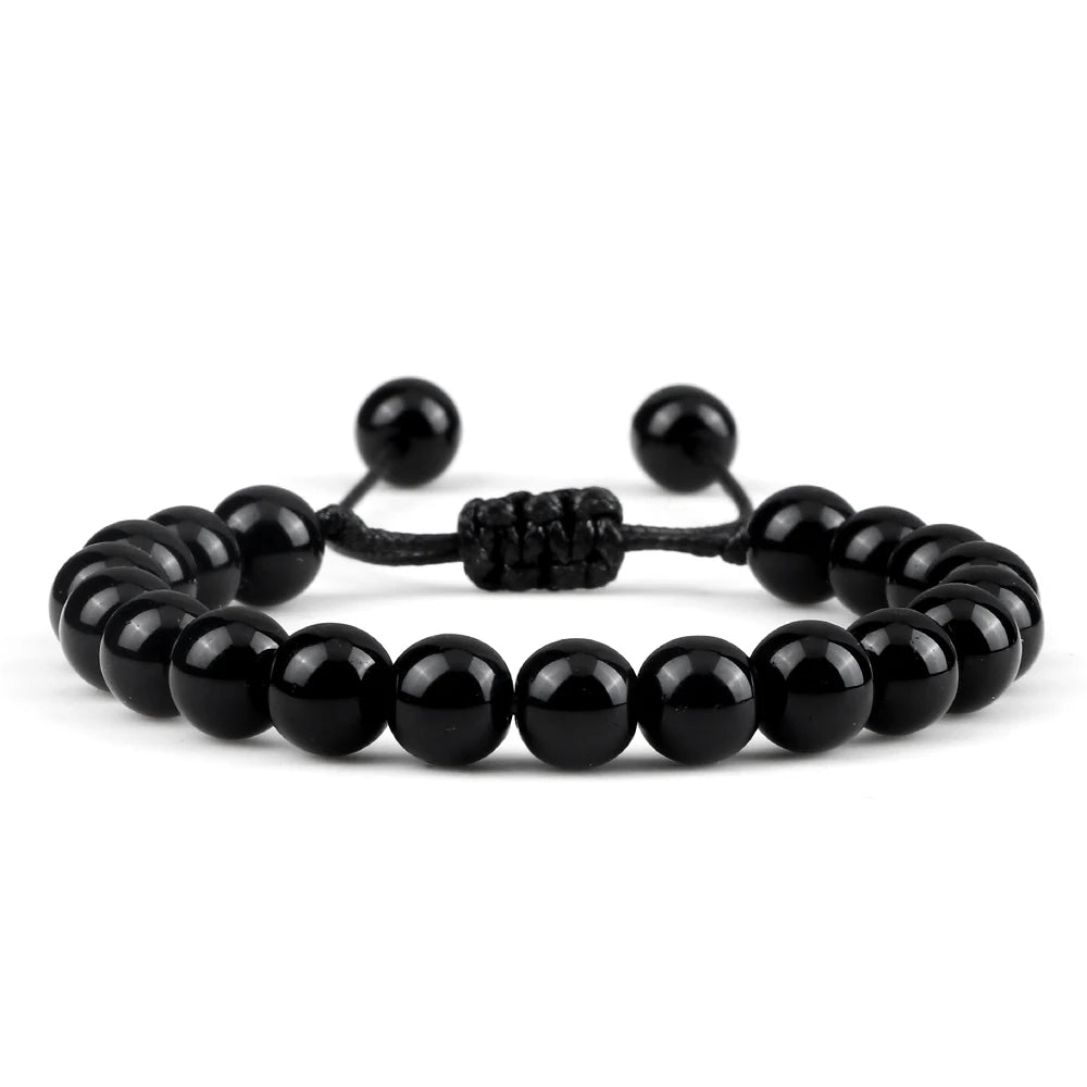 Tiger Eye Stone Beads Bracelet Adjustable Braided Rope Bangles Natural
