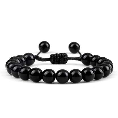 Tiger Eye Stone Beads Bracelet Adjustable Braided Rope Bangles Natural
