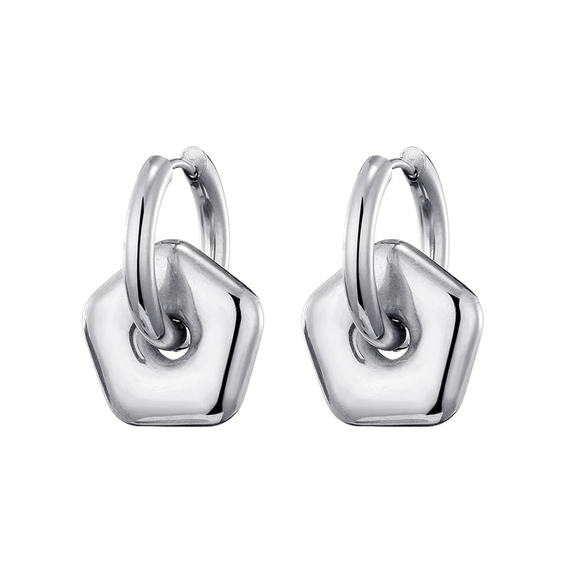 Classic Stainless Steel Heart Star Hoop Earrings For Women