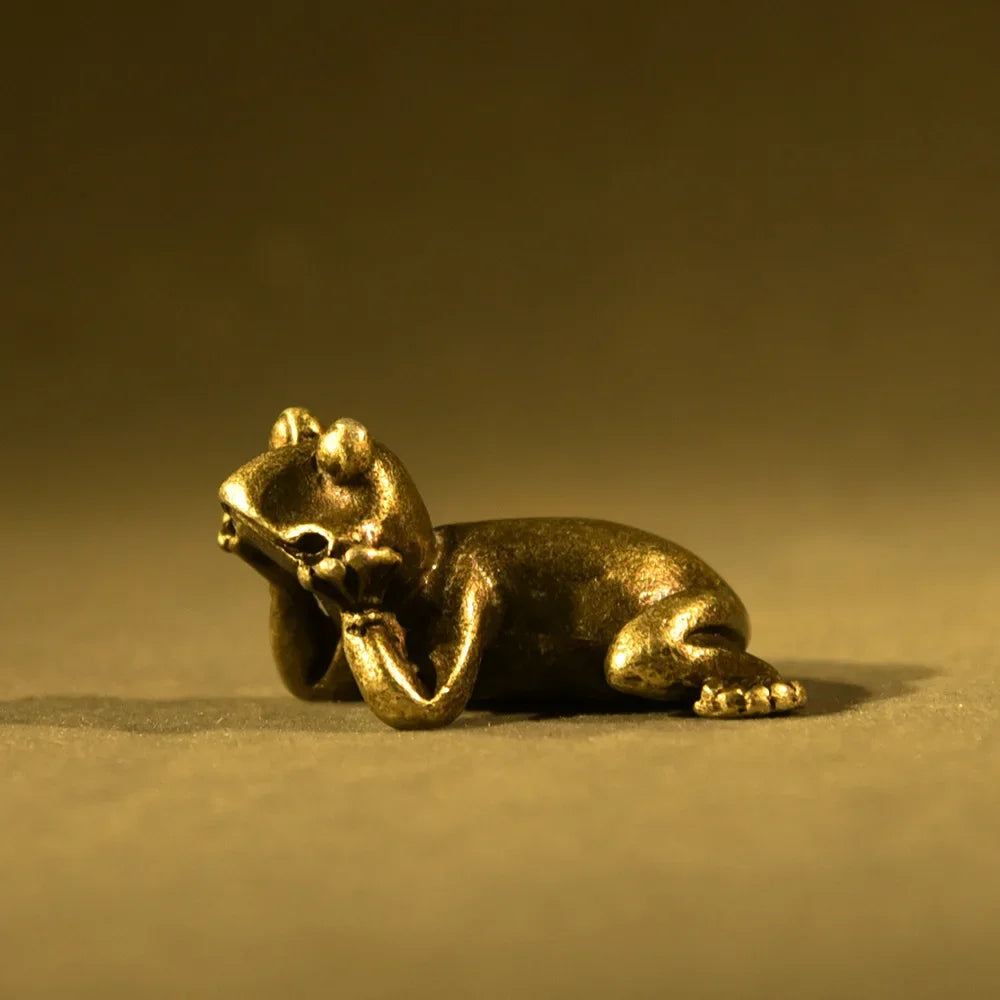 Funny Retro Bronze Frog Ornament Desk Tea Pet Indoor Aromatherapy