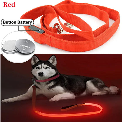 Led Pet Dog Leash Rope With Light Luminous  Lead Leash USB Charging