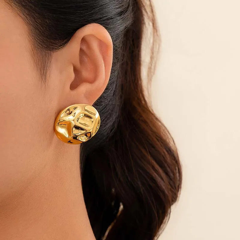Stainless Steel Metal Irregular Pleated Stud Earrings For Women  2026