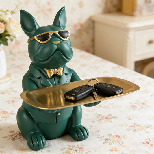 Creative Bulldog Tray Animal Statue Creative Ornament Living Room