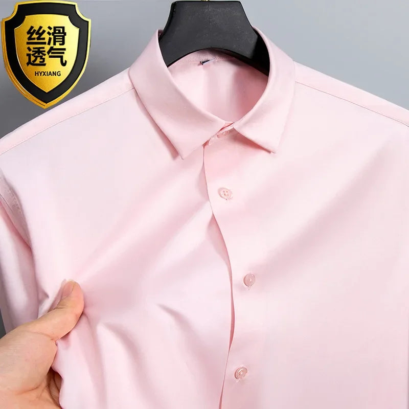 Summer shirt, men's white glossy non ironing business shirt