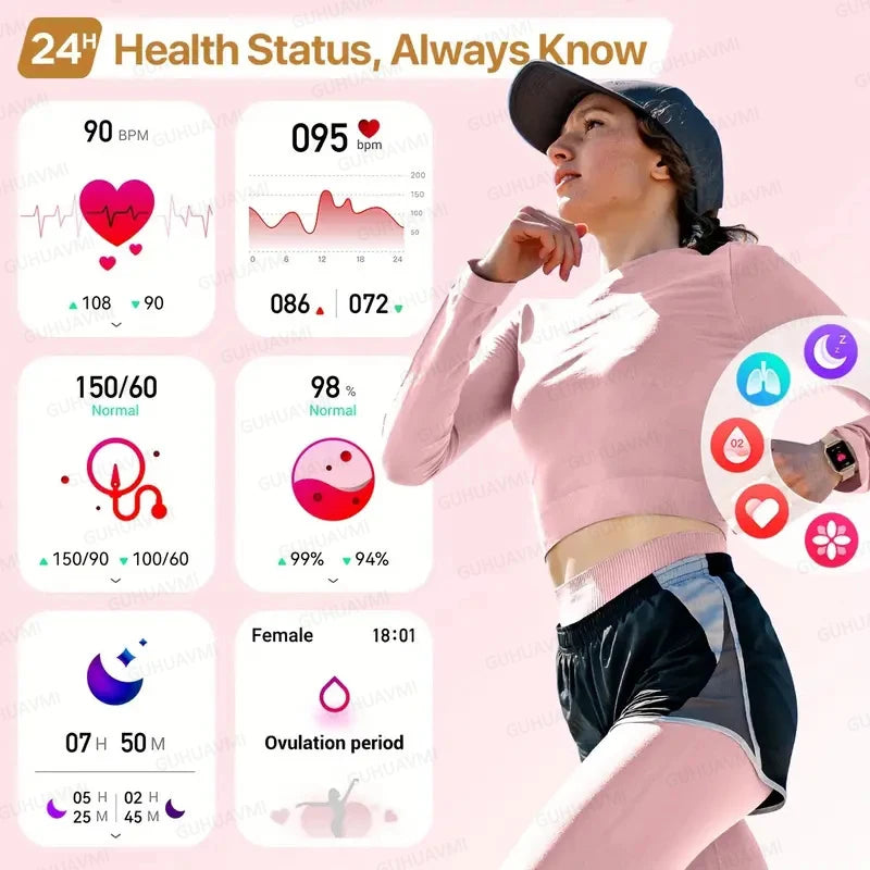 2026 New Smartwatch Women AMOLED HD Screen Always On Display Bluetoothe