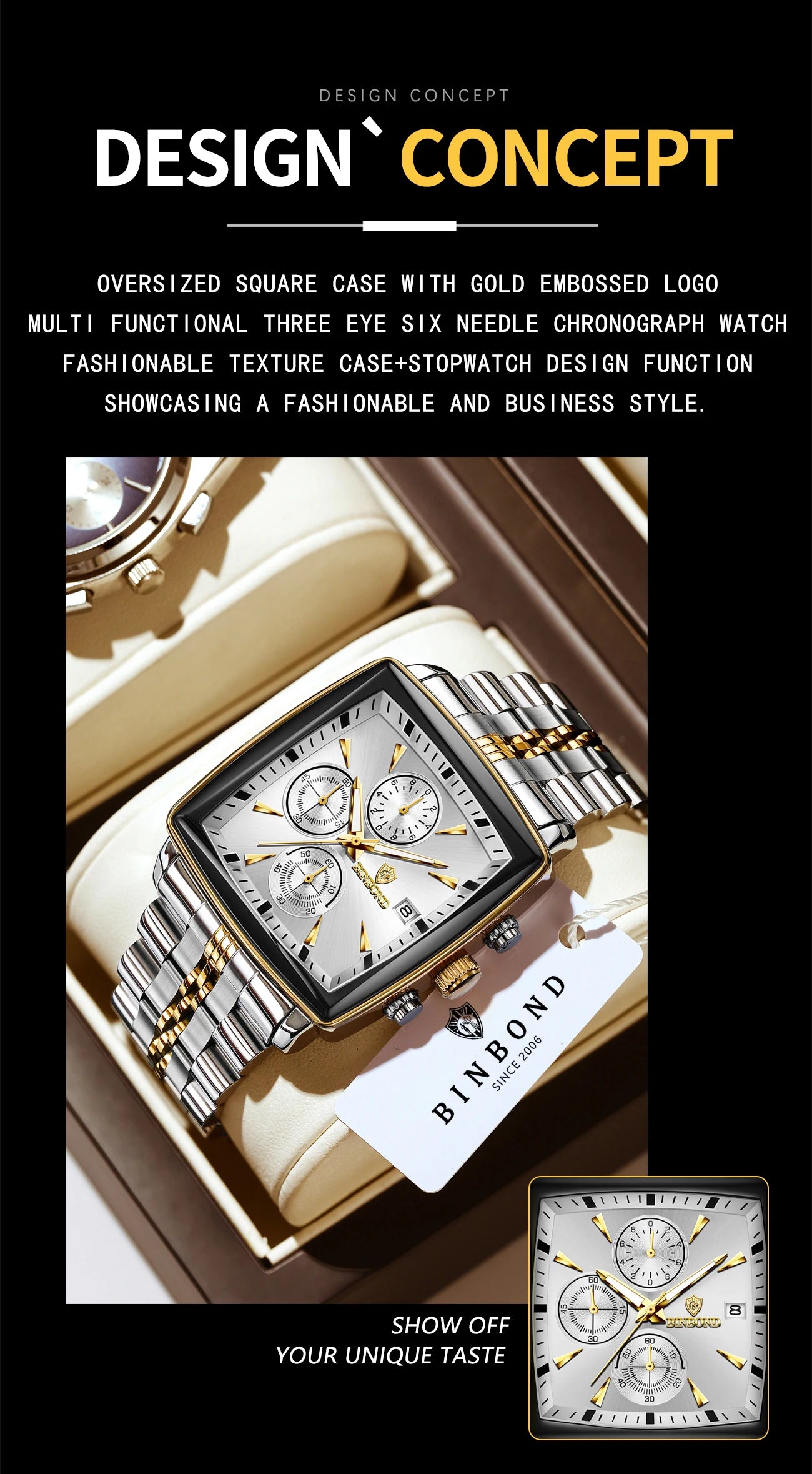 Bennstore BINBOND Luxury quartz watches for men