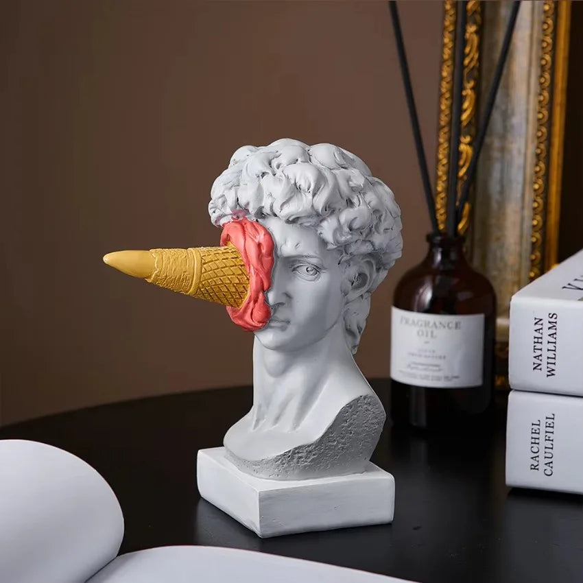 Sculpture Office Bookshelf Desktop Cream David Figurine Home Decor