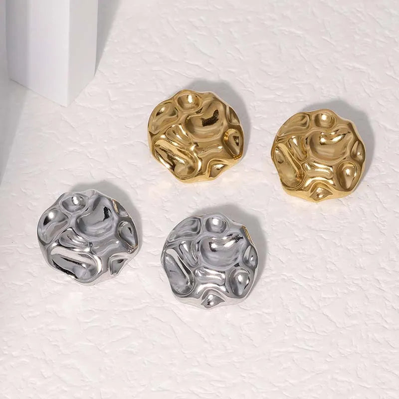 Stainless Steel Metal Irregular Pleated Stud Earrings For Women  2026