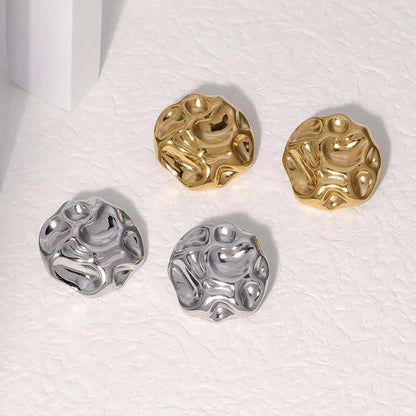 Stainless Steel Metal Irregular Pleated Stud Earrings For Women  2026