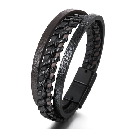 Trendy Leather Bracelets For Men Stainless Steel Bracelet
