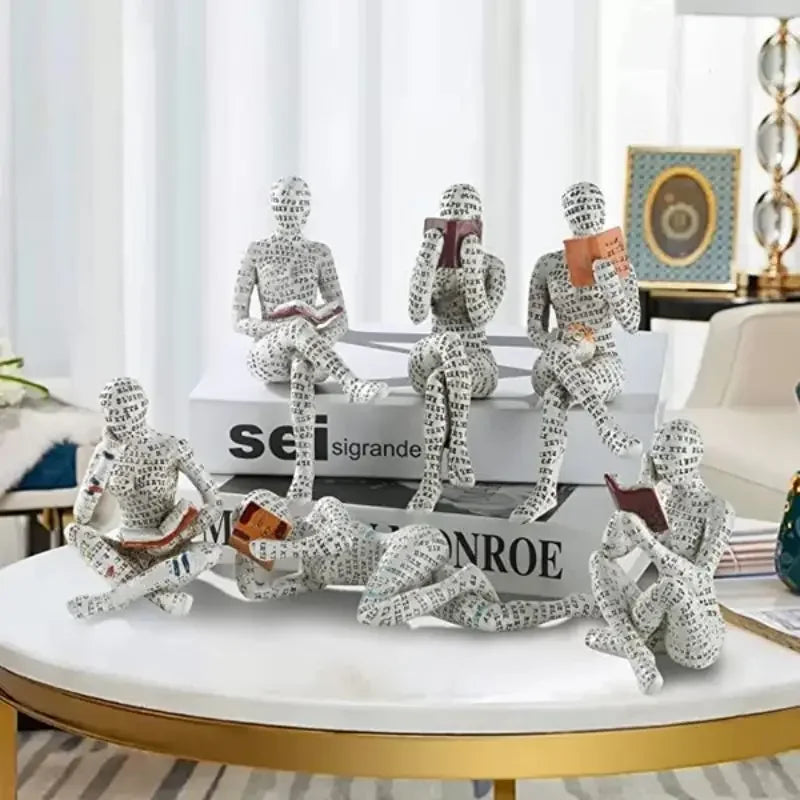 Nordic Modern Reading Woman Statue Nordic Art Thinker Resin Statue