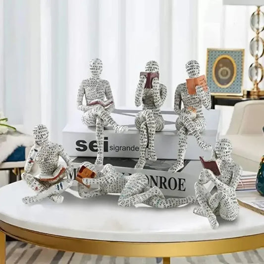 Nordic Modern Reading Woman Statue Nordic Art Thinker Resin Statue