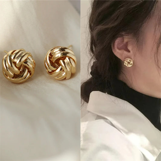 SUMENG Women's Small Metal Stud Earrings in Gold
