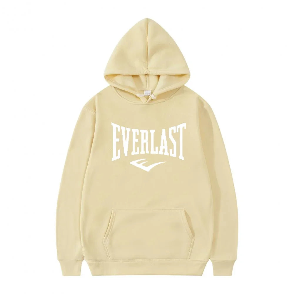 Unisex Everlast Logo Hoodie Gray Casual Sport Style