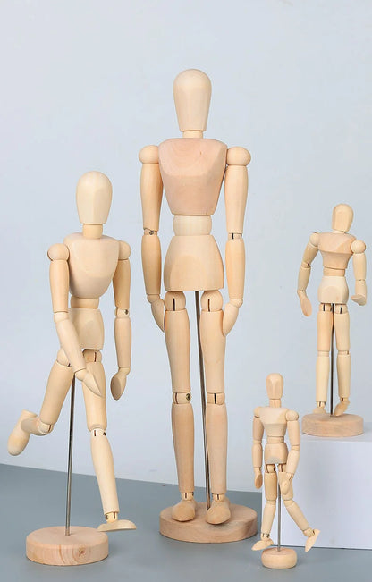 Desktop Room Decoration Wooden Hand Figurines Rotatable Joint  Model Drawing