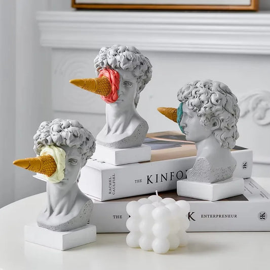 Sculpture Office Bookshelf Desktop Cream David Figurine Home Decor