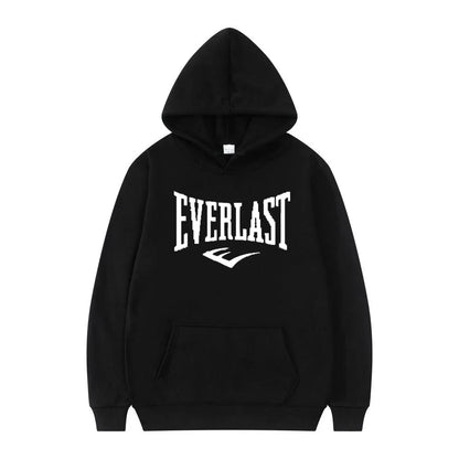 Unisex Everlast Logo Hoodie Gray Casual Sport Style