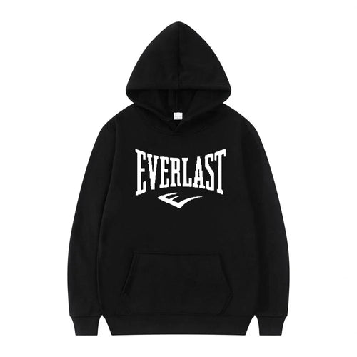 Unisex Everlast Logo Hoodie Gray Casual Sport Style