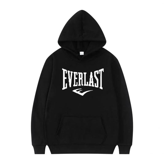 Unisex Everlast Logo Hoodie Gray Casual Sport Style