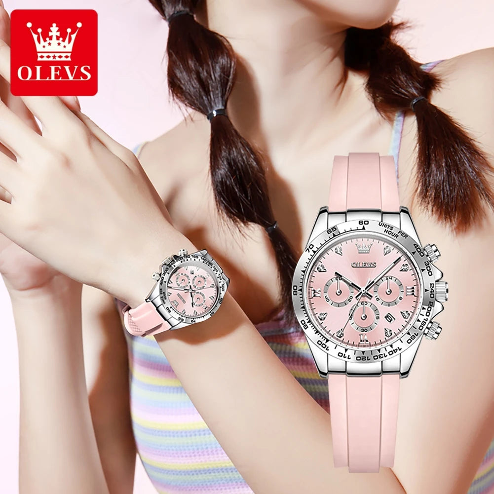 OLEVS 5618 Woman Watch Silicone Strap Luxury Brand