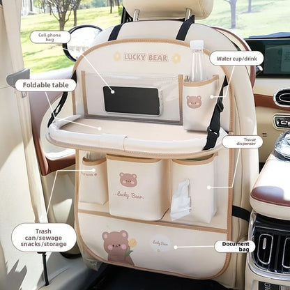 Car Seat Back Organizer - Rear Hanging Storage Bag, Backseat Table Tray